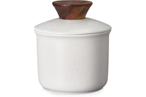DOWAN French Butter Crock for Countertop, Ceramic Butter Dish with Waterline, Porcelain Butter Container for Spreadable Soft Butter, French Butter Dish with Lid