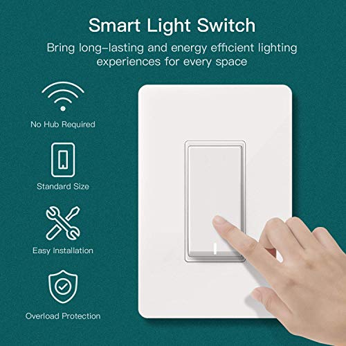 Single Pole Treatlife Smart Light Switch, Neutral Wire Required, 2.4Ghz