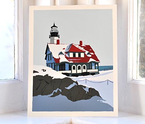 Portland Head Lighthouse in Winter, Maine Print (8x10 Giclee, Wall Decor Art)