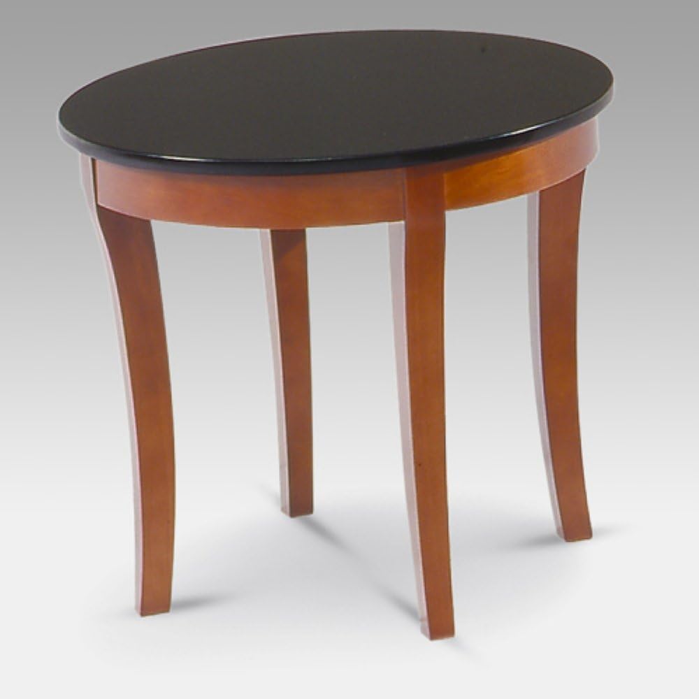 Mayline Midnight Round Granite Top End Table in Bourbon