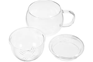 JOINPAYA Tea Infuser Cup with Lid Heat-Resistant Glass for Soaking Flowering and Loose Leaf Tea