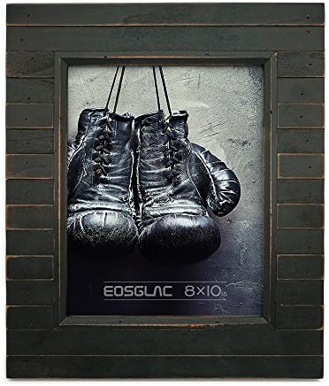 EosGlac Rustic Wooden Picture Frame, 8 x 10 Distressed finish Wood Plank Design, 100% Premium Handmade (8x10, Black)