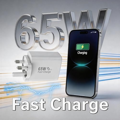 USB C Plug, 65W USBC Wall Fast Charger, Type C iPhone USB C Charger Fast Charging, 6-Port Multi Charger UK Plug Power Adapter for iPhone 17/16/15/14/13/12/11/Pro Max/Plus/Air, iPad mini/Pro, S26/S25