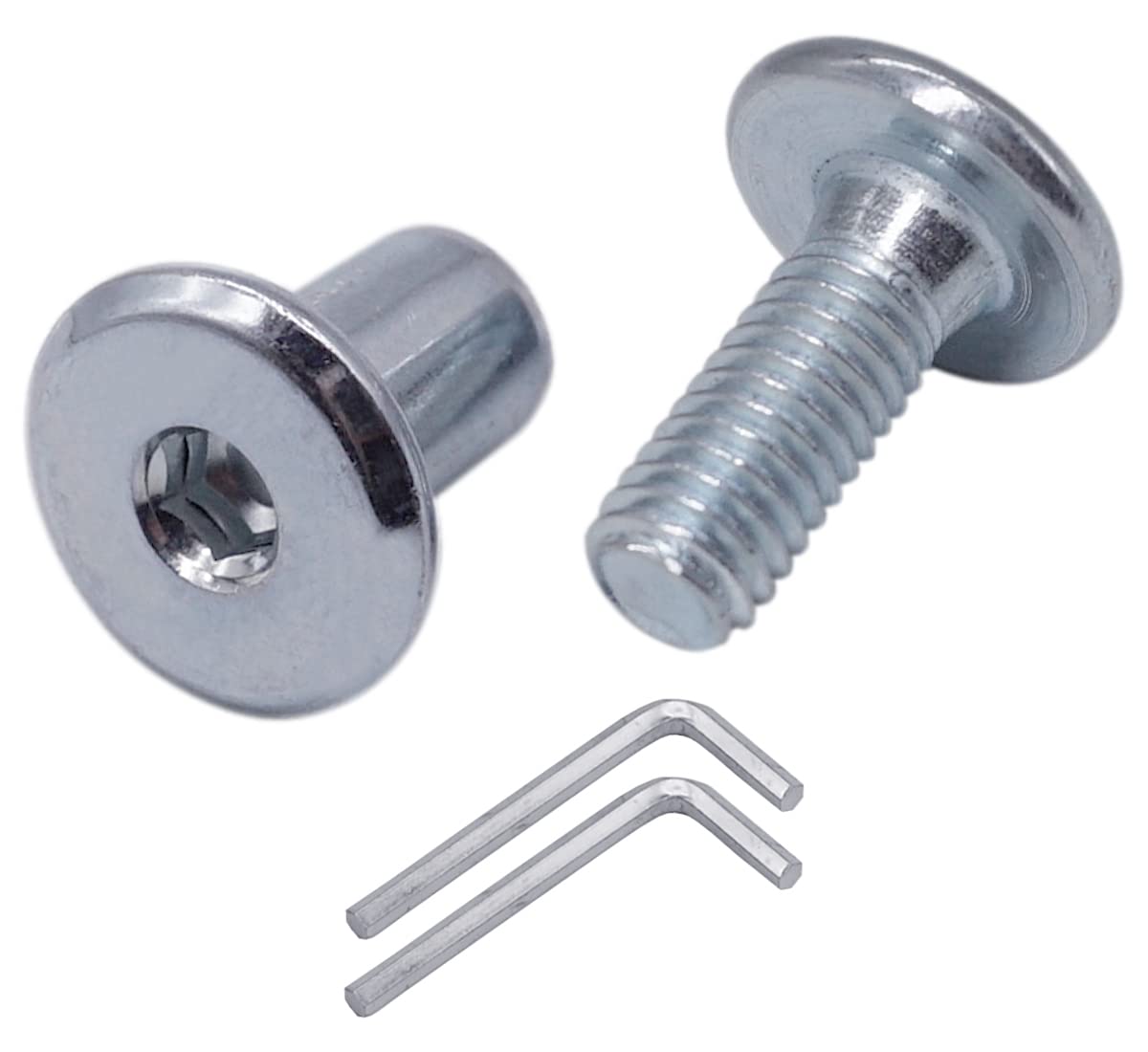 (Pack of 30 pcs) Zinc Plated Steel Joint Connector Bolts M6 x 16 mm With Nuts, Furniture Connector Bolt, Hex Allen Screws (30, M6 x 16 mm (With Nuts)