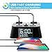SUPERDANNY Digital Alarm Clock with 3 USB Charger, Desk Charging Station 2 AC Outlets, 6.5ft Cord, Power Strip Surge Protector 1700J, LCD Display, Easy Alarm Setting for Bedroom Dorm Room Hotel