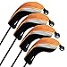 Andux Mesh Golf Hybrid Club Head Covers with Dial No. Tags 4pcs/Set (All The Same Size) Black/Orange