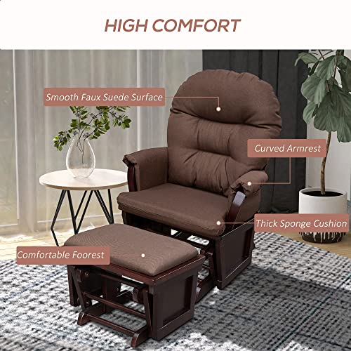 Nursery Glider Rocking Chair with Ottoman, Thick Padded Cushion Seating and Wood Base