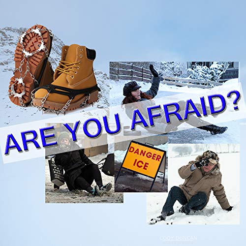 Vdealen Crampons for Hiking Boots Ice Grips 19 Spikes Anti-Slip Traction Cleats for Walking Jogging Climbing Hiking Fishing(M) - Thumbnail 5