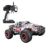 Fistone RC Car 2.4G High Speed Racing Cars 20km/h 1:16 Beast Radio Control Monster Truck Rock Off-Road Vehicle Buggy Hobby Electronic Game Toys Model (Red)