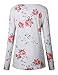Walant Womens Floral Printed Long Sleeve Criss Cross V-Neck Casual Tops T-Shirt White Small