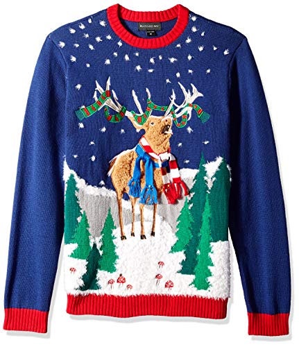 Blizzard Costumes Contest Winners - Blizzard Bay Men's Scarf Reindeer Ugly Christmas Sweater,