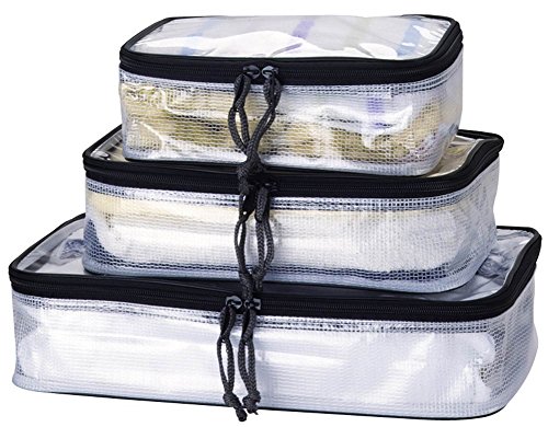 TRANVERS Waterproof PVC Travel Packing Cubes 3Pc-Set for Wet Towel Underwear Clo