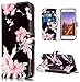 JanCalm for iPhone SE 2022 Case,iPhone 8 Case,iPhone 7 Case Pattern PU Leather [Card/Cash Slots] Stand Magnetic Closure Flip Cover Wallet Case for iPhone 7/8/SE 2020/ SE 2022 (4.7”) (Black/Flower)