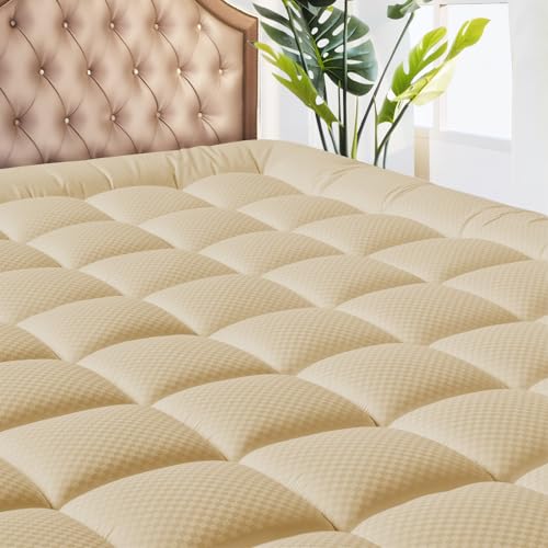 MATBEBY Twin Size Mattress Pad - Cooling Breathable Mattress Topper, Quilted Fitted Mattress Protector, Pillow Top Mattress Cover with 8-21
