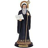 ICE Armor 12" H St Saint San Benito Abad Statue Holy Figurine Religious Decoration Office Desk/Home/Living Room/Table Decor, Perfect House Warming Gifts for New Home