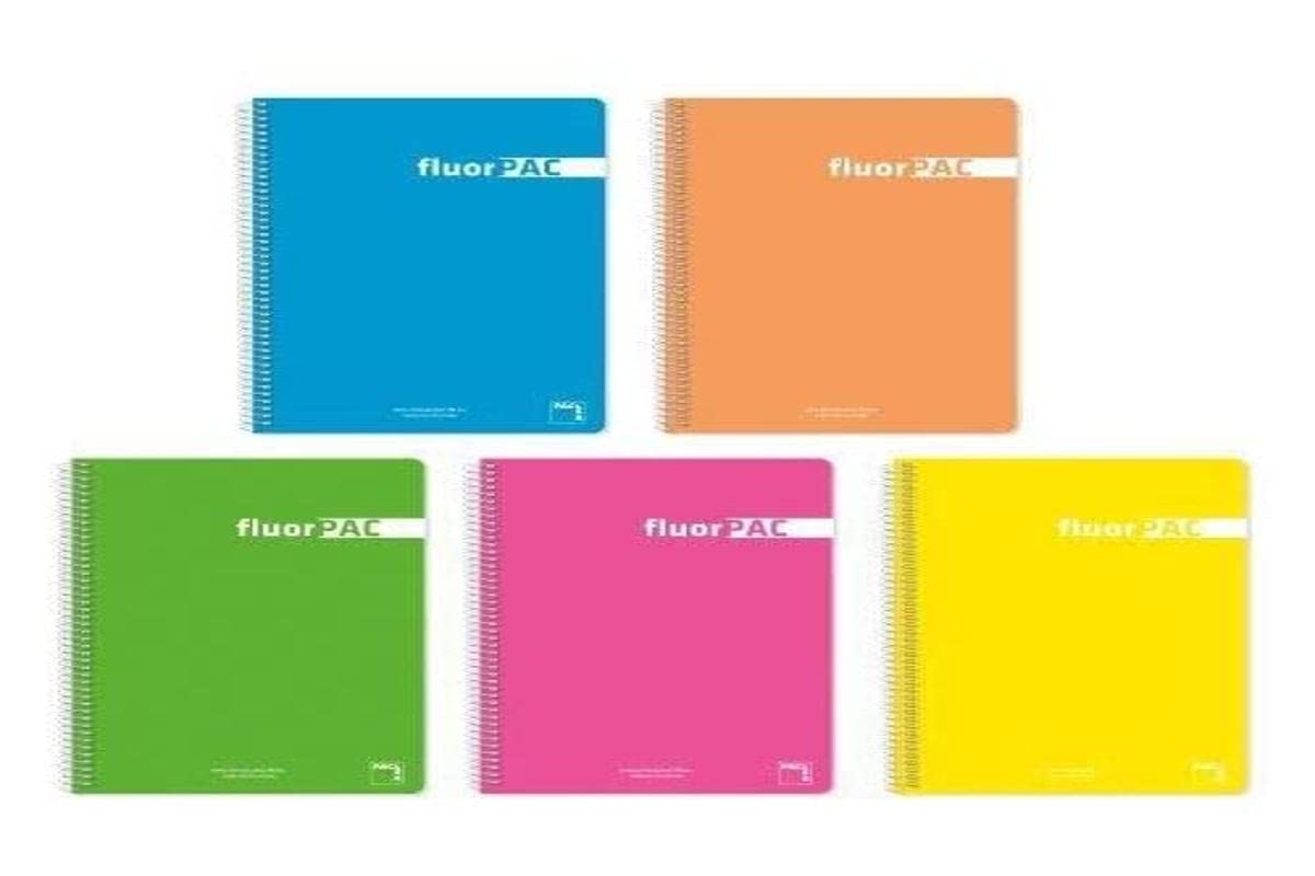 Pacsa Fluorpac Notebook 80 Sheets 4x4 Lids Polypropylene Folio 90g 5 Colors Assorted -5u-