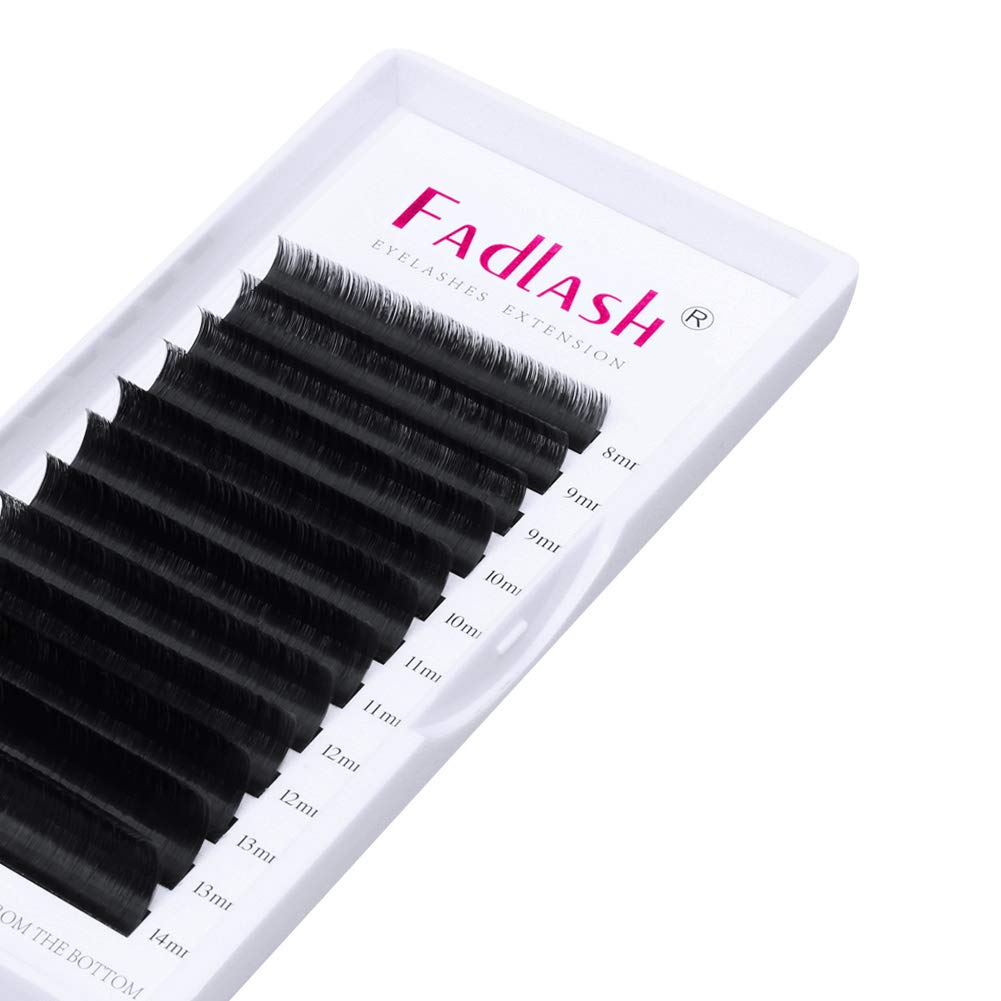 Fadlash Easy Fan Lashes D Curl 0.10 8-14mm Mixed Length Russian Lashes Natural Look Self Fanning Eye Lashes Automatic Blooming Russian Eyelashes Extensions(0.10-D-814)