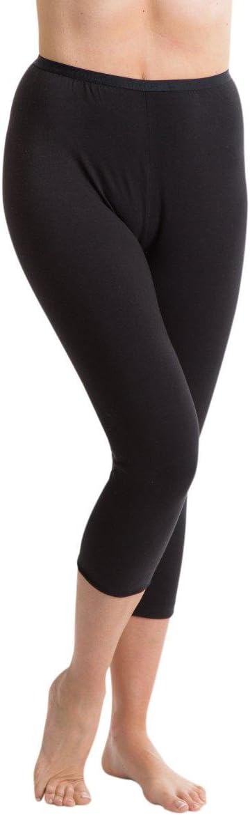 Passionelle® Ladies Black Cropped Length Luxury Leggings - Cotton with Elastane