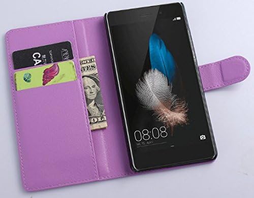 huawei P8lite Leather Case, [Kickstand Feature] [Perfect Fit] huawei P8lite Wallet Case, Luxury Wallet PU Leather Case Flip Cover Built-in Card Slots (huawei P8lite Case-Wallet-Purple)