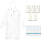 WHOIQTME Disposable Rain Ponchos for Adults, 5Pcs Card-Sized Emergency Ponchos with Hood Clear Ponchos Family Pack for Travel, Waterproof PE Raincoats with 10Pcs Shoe Toe Sticker for Women, Men, Kids