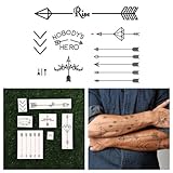 Tattify Arrow Themed Temporary Tattoos - Get Poked (Complete Set of 14 Tattoos - 2 of each Style) - Individual Styles Available and Fashionable Temporary Tattoos