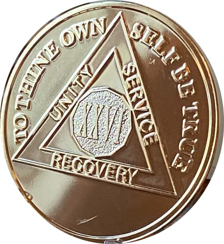 26 Year AA Medallion Glossy 22K Gold Plated Sobriety Chip XXVI Center at Amazon