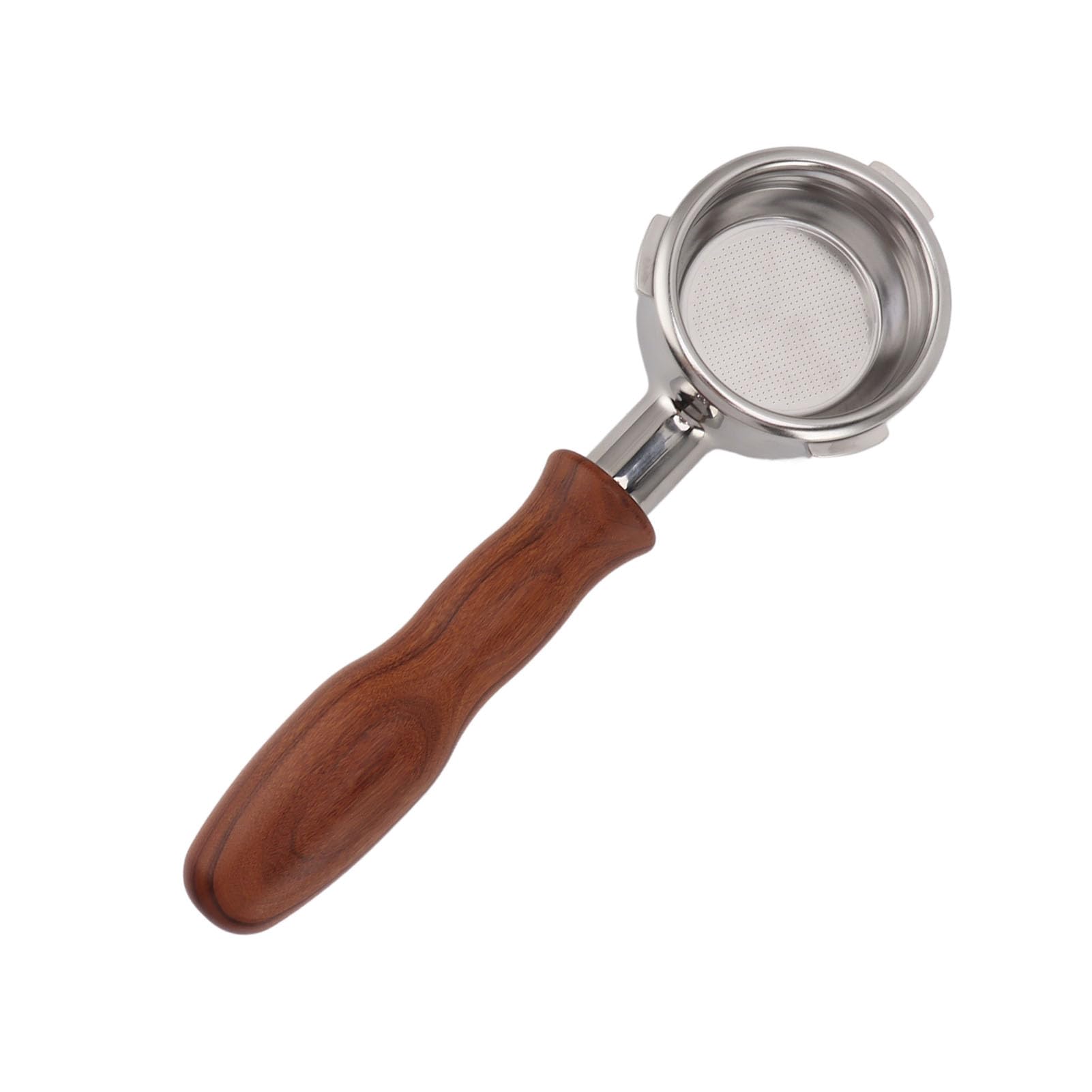 58mm Bottomless Portafilter, 3 Ears Stainless Steel Bottomless Naked Portafilter with Filter Basket & Wood Handle, Professional Espresso Portafilter for Barsetto Espresso (D Red