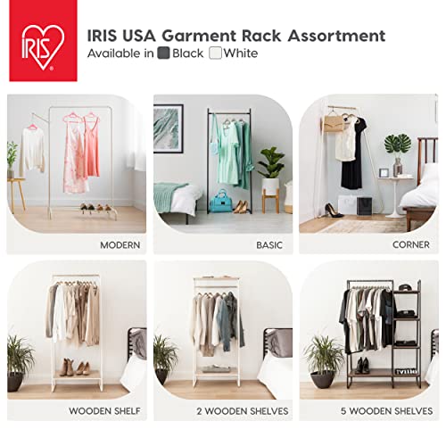 IRIS USA Clothing Rack, Clothes Rack with 4 Wood Shelves, Freestanding