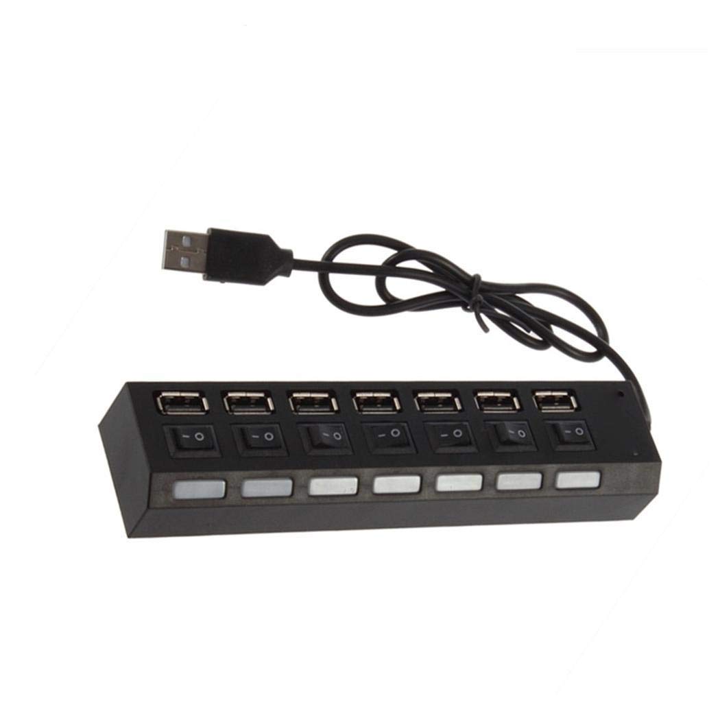 Junio1 7 Porte LED Hub Adattatore USB Interruttore di accensione/spegnimento per PC Laptop USB Hub