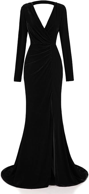 long sleeve plunge gown