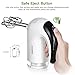 Hand Mixer Electric White 300W,SURPEER Hand Beater, Storage Base, 5 Speed Whisk Mixers Kitchen Hand Held,6 Attachments of 304 Stainless Steel-2 Wired Beaters,2 Whisks and 2 Dough Hooks.