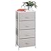 mDesign Tall Dresser Storage Tower Stand with 4 Removable Fabric Drawers - Steel Frame, Wood Top Organizer for Bedroom, Entryway, Closet - Spira Collection - Taupe/Natural/Tan