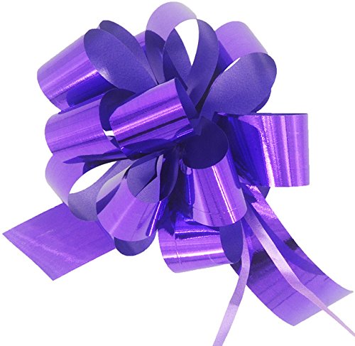 Yeeper Small Pull Bows/ Christmas Gift Knot with Ribbon Strings to Wrap the Box or Floral Decoration, Pack of 9 in diferent colors (White/Red/Pink/Yellow/Green/Blue/Purple)