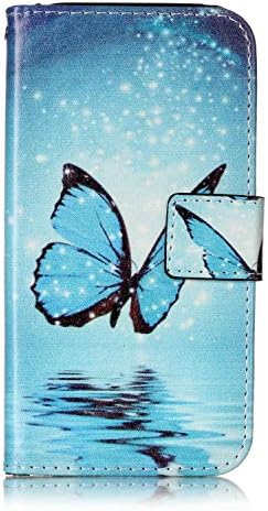 Samsung Galaxy A5 2017 Case Cover EMAXELER Embossed Stylish Kickstand Credit Cards Slot Cash Pockets PU Leather Flip Wallet Case For Galaxy A5 2017 Painting Blue Butterflies
