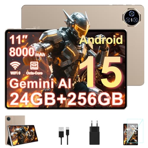 Biegedy Tablet 11 pollici Android 15 Gemini AI, 24 GB RAM + 256 GB ROM/1 TB TF, Widevine L1, 8000 m…