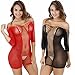 Babydoll Lingerie, Emubody 2017 Sexy Women Long Sleeve Lingerie Lace Underwear Sleepwear jumpsuits (FREE SIZE, RED)