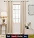 Blackout Curtain Beige Antique Brass Grommet Top Thermal Insulated 108 Inch Length Pair