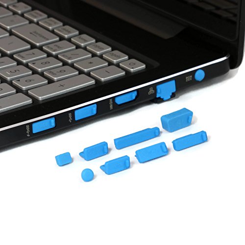 PortPlugs - [13-Piece Set] - Dust Plugs for PC Laptops and Notebooks - Protect Computer Ports from Dirt, Dust, and Splashes (Blue)