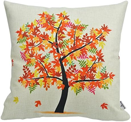 Thanksliving 1pc MapleTree Throw Pillow Case Cushion Cover Home Office Decorative, 18 X 18 Inches/45 x 45 Cm, Orange Yellow Leafs