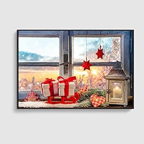 Framed Canvas Home Artwork Decoration Merry Christmas Canvas Wall Art for Living Room, Bedroom - 16x24 inches