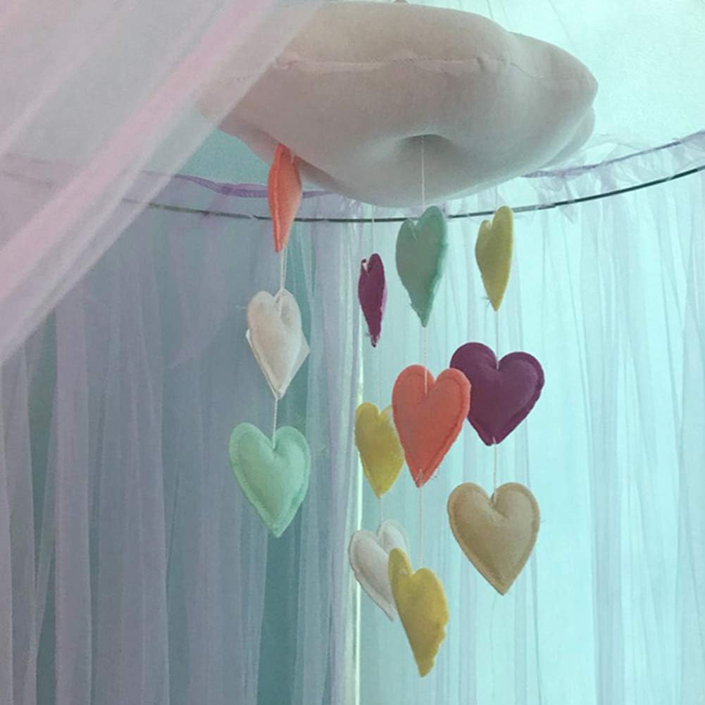 H87yC4ra Cotton Cloud Heart Pendant Children Bedroom Nursery Ceiling Wall Hanging Decor - Multicolor
