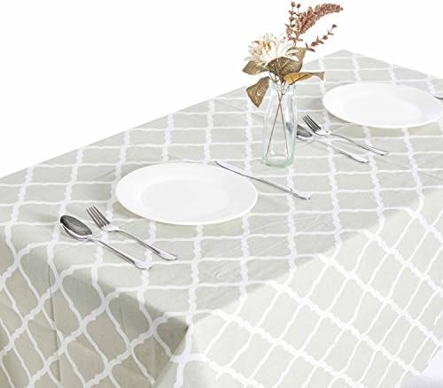 Moldiy Modern Light Green Diamond Pattern Linen Tablecloth Fabric Table Cover Woven Overlays for Kitchen Dining Living Room Banquet/Parties/Festival/Home Decor,Rectangular,55"x86.61"