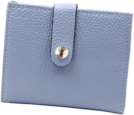 RFID Blocking Slim Womens Bifold Wallet Leather Credit Card Holder Money Clip (Light Blue)