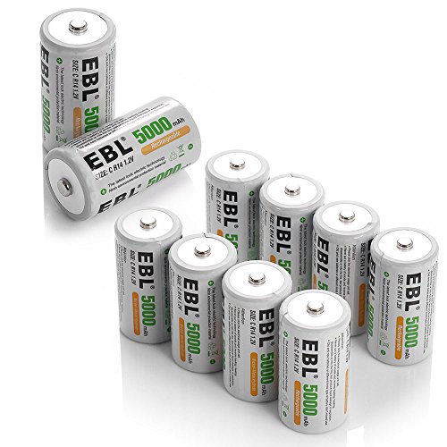 EBL Rechargeable C Batteries 5000mAh NiMH C Size