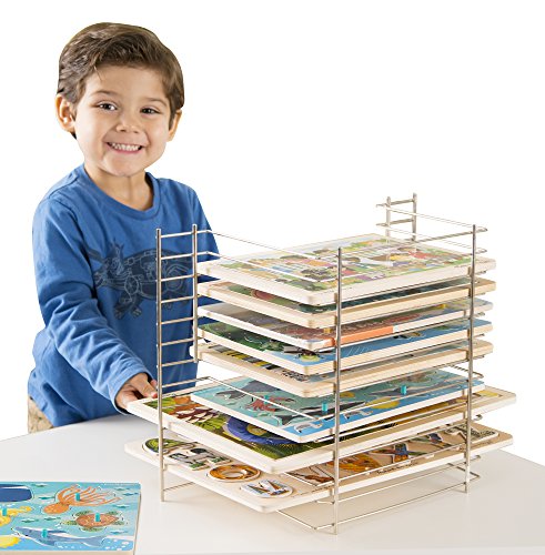 Melissa & Doug Deluxe Metal Wire Puzzle Storage Rack for 12 Small and Large Puzzles