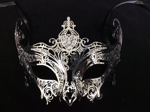 Luxury Silver Queen Masquerade Mask Venetian Design Masks Silver Colored Perfect for Mardi Gras Majestic Party Halloween Ball Prom by Unknown
