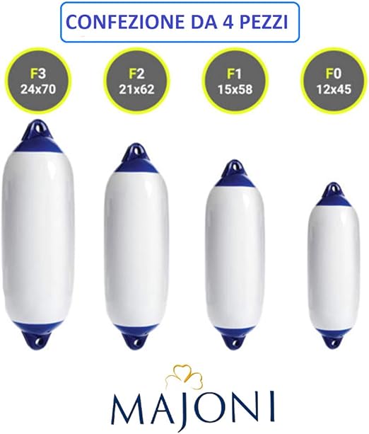 Kit 4 Parabordi Per Barche E Gommoni - Misure F0, F1, F2, F3 | Majoni | Protezione Ormeggio - Foto 14