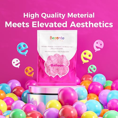 Bezente White Balloons Latex Party Balloons, 100 Pack 12 inch Round Helium Balloons for Graduation Retirement Wedding Birthday Engagement Bridal Shower Party Backdrop Decorations
