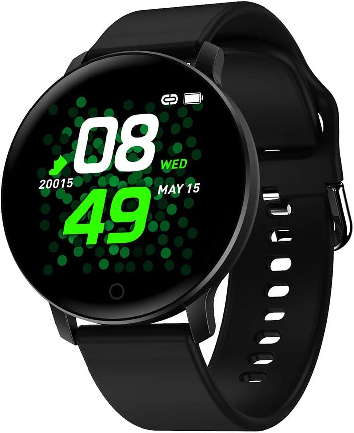 Smart Bracelet, atongm 1.3 Inch Color Screen Bluetooth Smart Watch Heart Rate Blood Pressure Monitor Ultra-Light Unique Strap Design for iOS and Android Samsung Huawei Phone(Black)