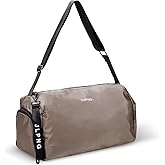 C&F BOGMOST Small Travel Duffel With Shoe Compartment - Foldable Waterproof Gym Bag for Men Women - Lightweight Oxford Cloth Sports Duffle for Beach Swim - Brown